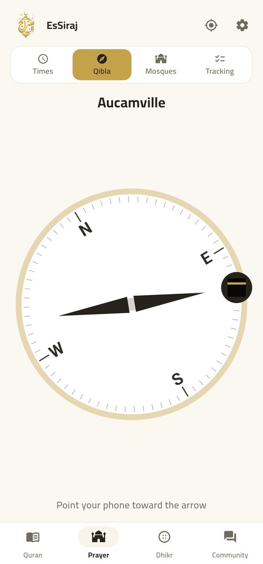Qibla — True-north qibla with live compass.