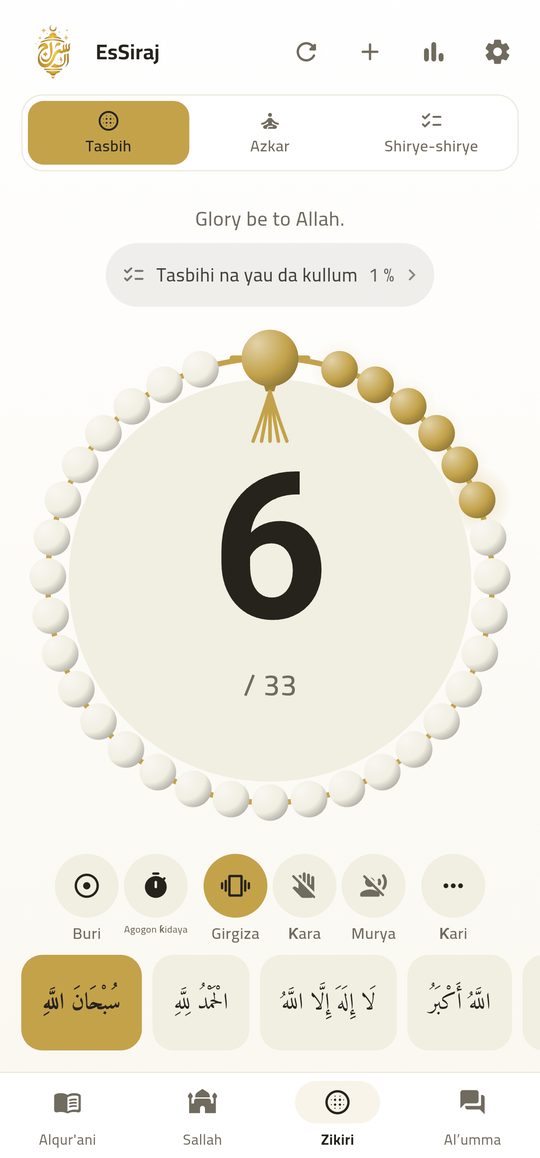 Tasbih statistics — Every سبحان الله, counted and remembered.