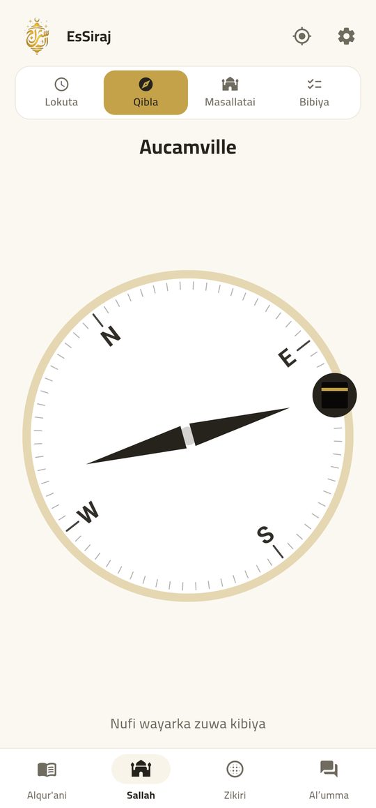 Qibla — True-north qibla with live compass.