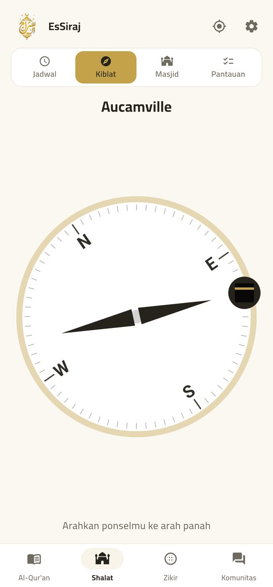 Qibla — True-north qibla with live compass.