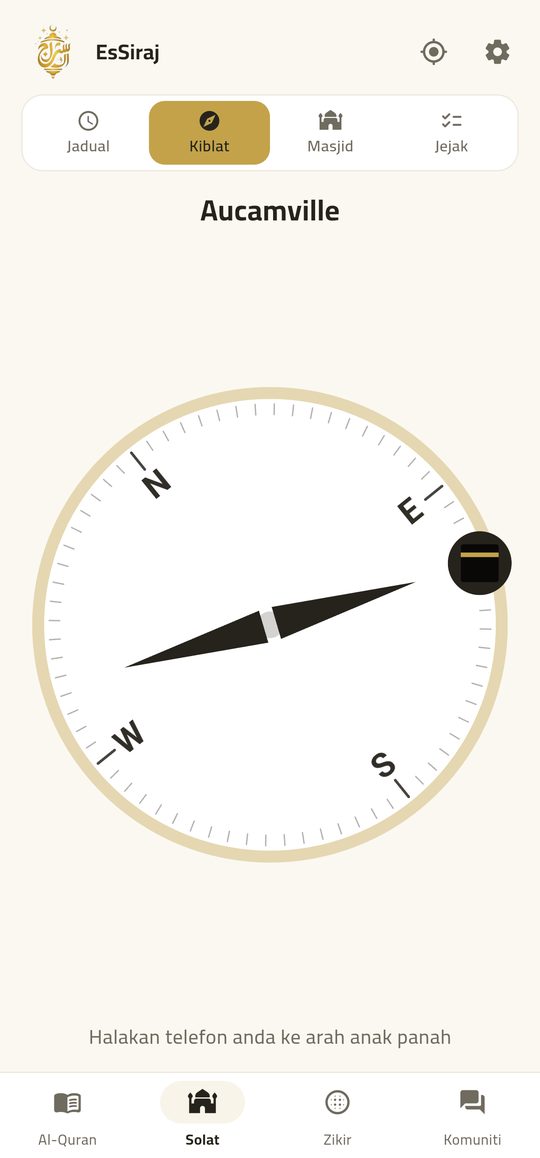Qibla — True-north qibla with live compass.