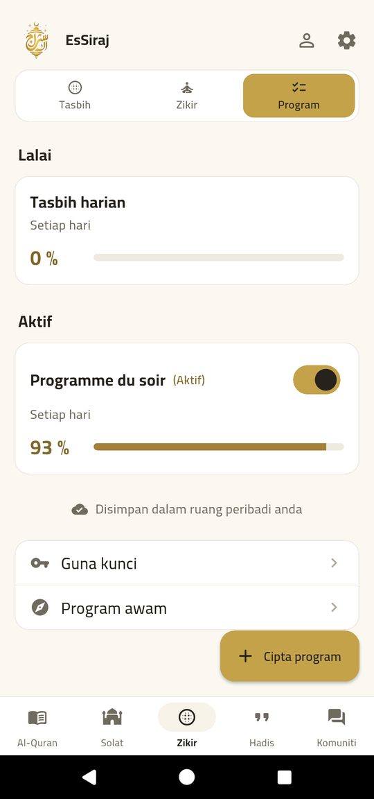 Program yang anda bina dan kongsi — EsSiraj screenshot