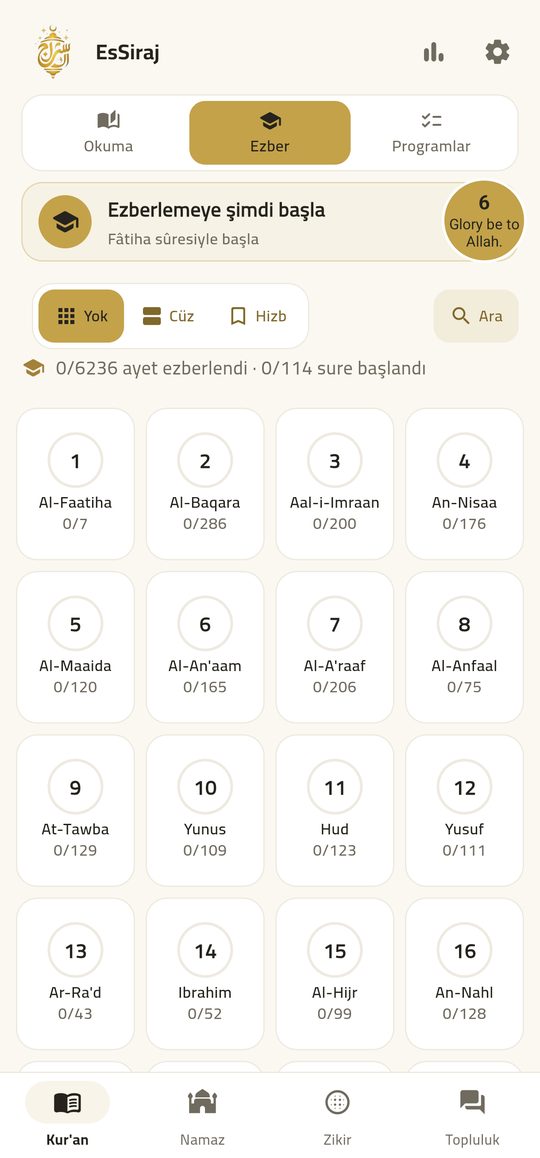 Memorisation — Memorise ayah by ayah with tajweed + translation.