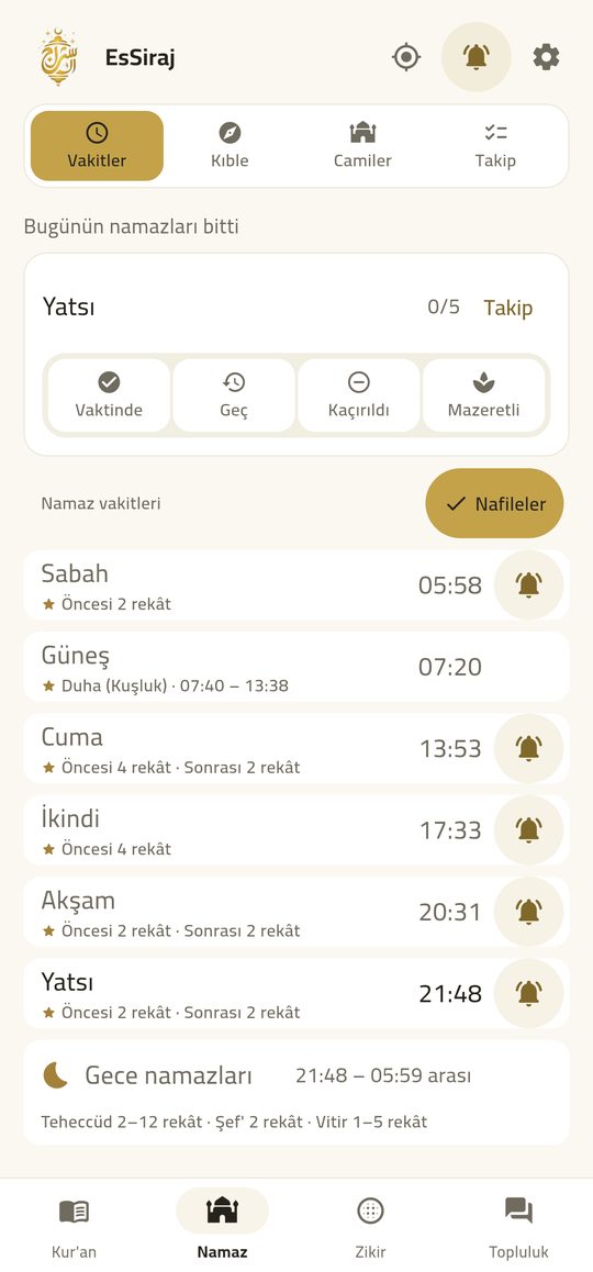 Prayer times — Five prayers, your mosque, the Hijri date.